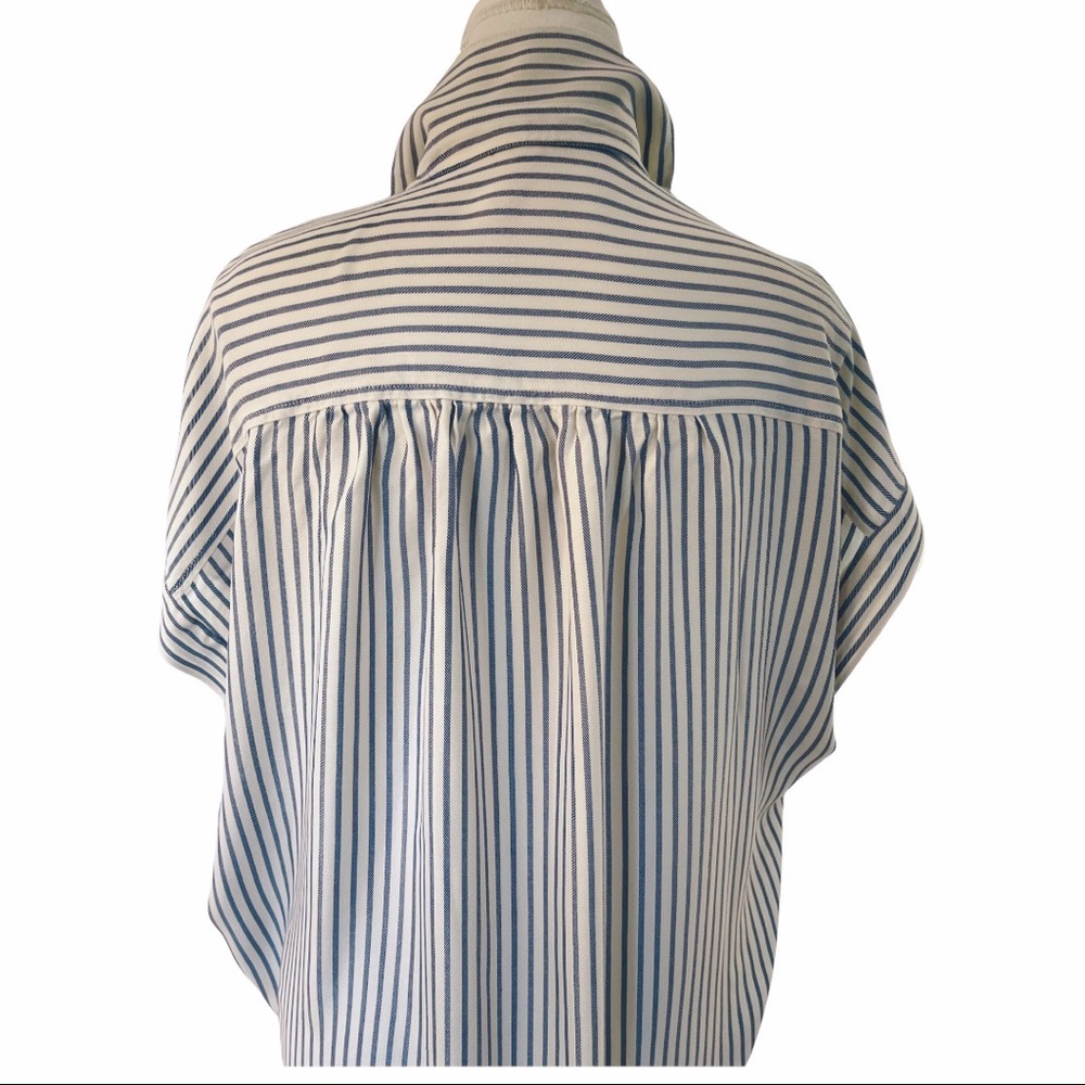 SOLD-Madewell Central Shirt in Navy/cream Ballard Stripe - Picture 10 of 11